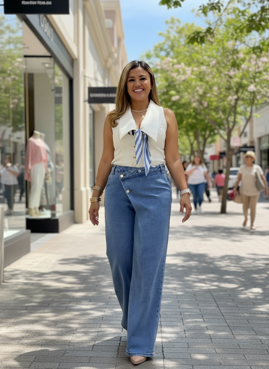 Jeans de Mezclilla Relaxed con Pinza